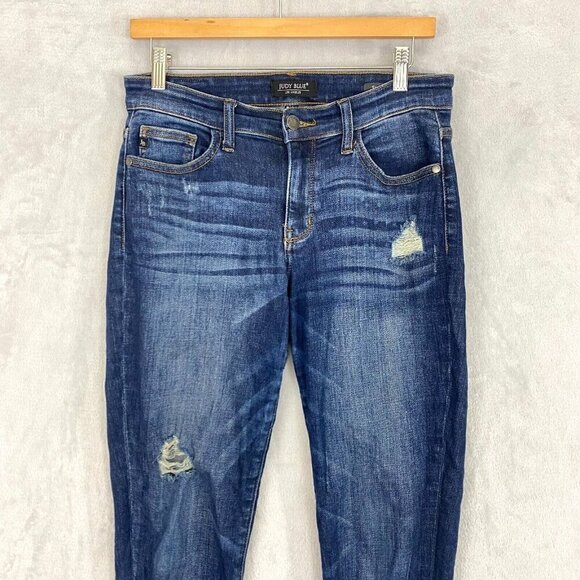 Judy Blue Slim Fit Distressed Jeans 5/27 JB82104DK Dark Wash Stretch Skinny - Picture 8 of 16